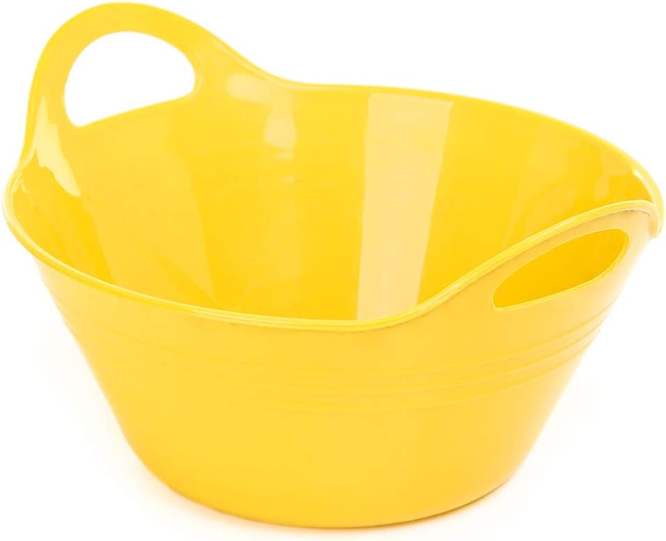 Home Plastic Bowls with Handles (1.8L Medium 2pk, Yellow)