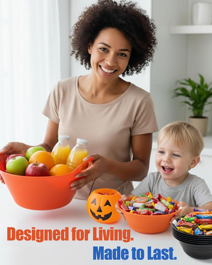 Home Plastic Bowls with Handles (1.8L Medium 2pk, Yellow)