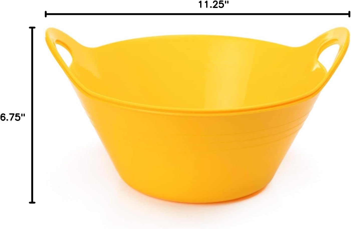 Home Plastic Bowls with Handles (1.8L Medium 2pk, Yellow)