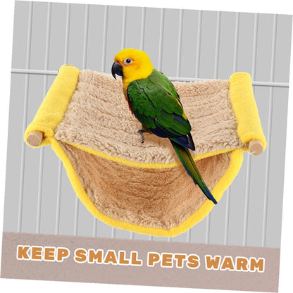 Double Layer Small Pet Hammock Bed Plush Hanging Nest for Hamster and Parrot Cage Accessories, Yellow Warm Sleeping Hut for Small Animals
