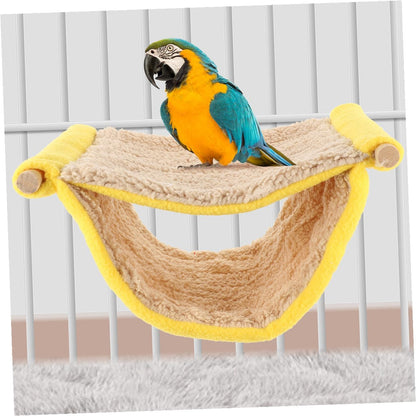 Double Layer Small Pet Hammock Bed Plush Hanging Nest for Hamster and Parrot Cage Accessories, Yellow Warm Sleeping Hut for Small Animals