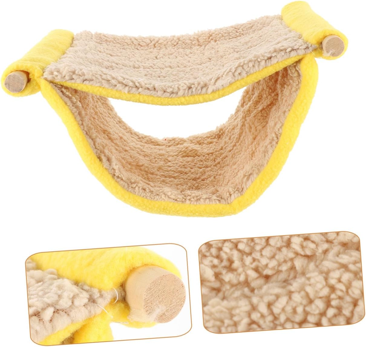 Double Layer Small Pet Hammock Bed Plush Hanging Nest for Hamster and Parrot Cage Accessories, Yellow Warm Sleeping Hut for Small Animals