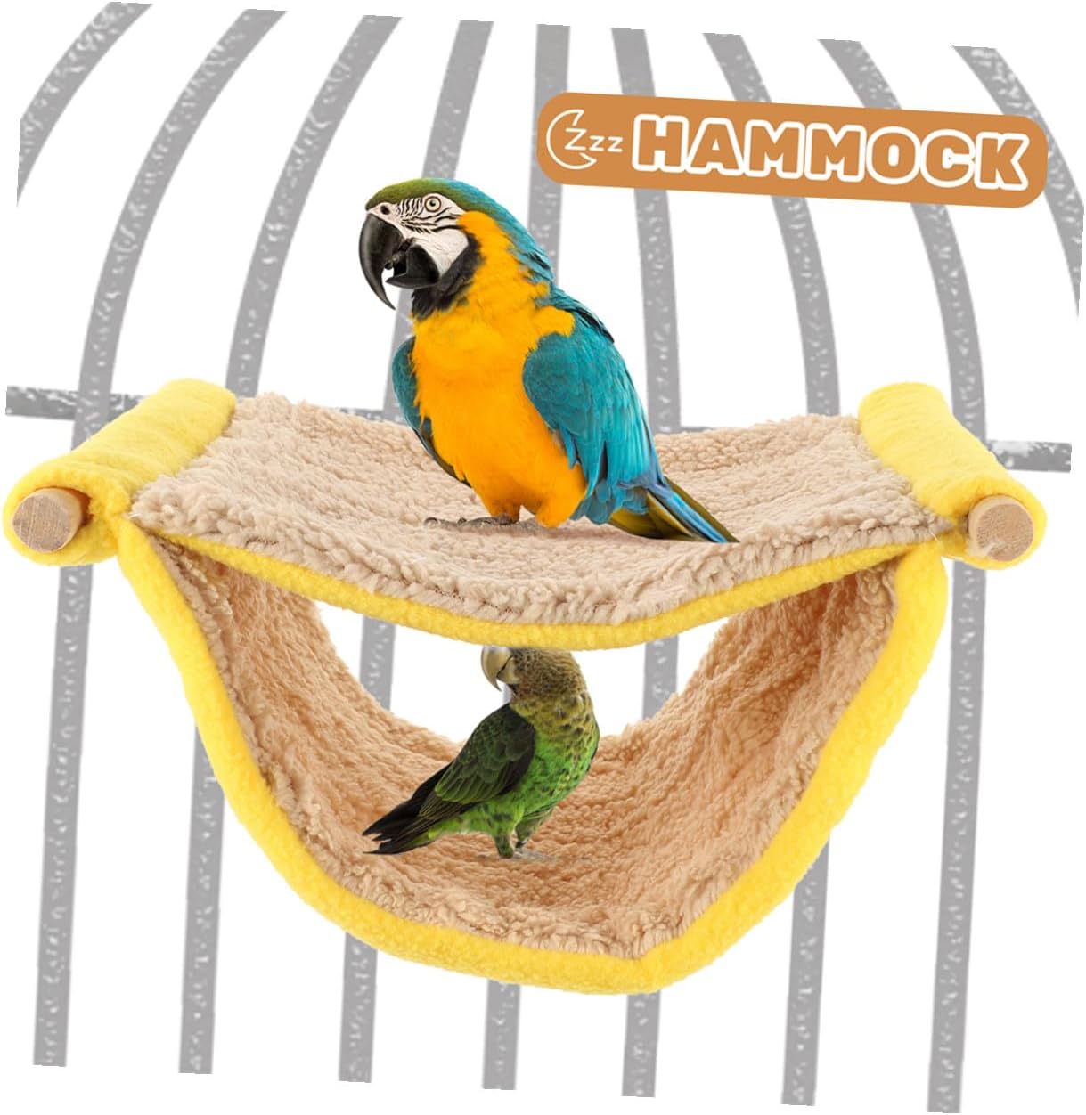 Double Layer Small Pet Hammock Bed Plush Hanging Nest for Hamster and Parrot Cage Accessories, Yellow Warm Sleeping Hut for Small Animals