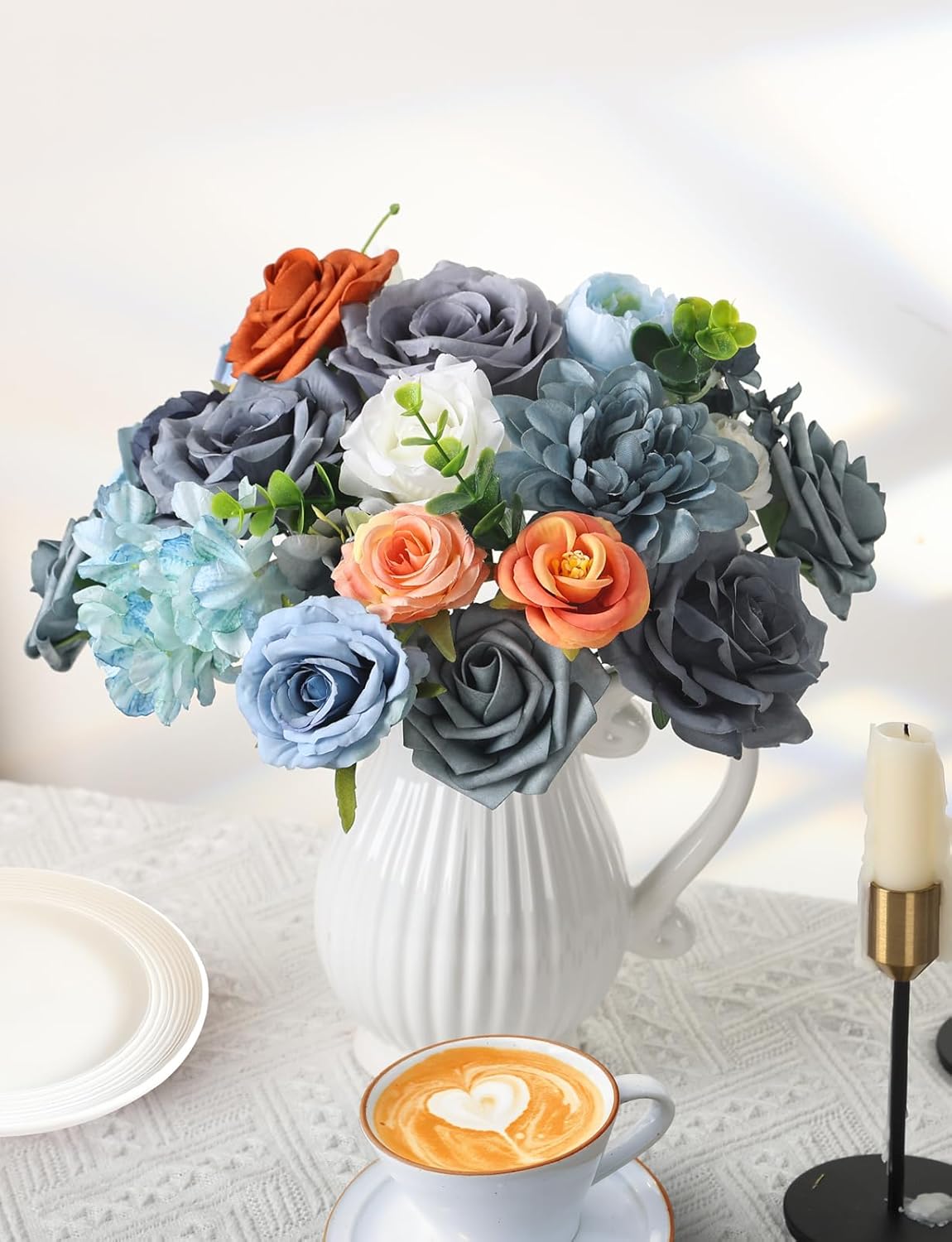 Multi Use Artificial Flowers Combo for DIY Centerpieces Arrangements Wedding Bridal Bouquet Table Chair Decor Candle Holder Baby Shower Cake Decor Flower Strips Home Décor (Yellow)