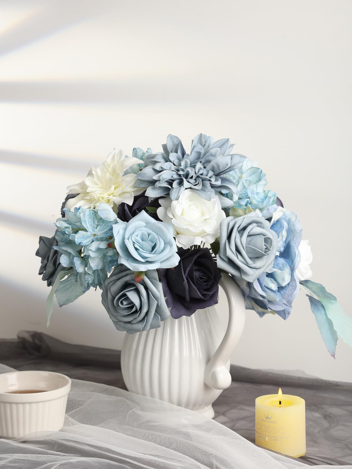 Multi Use Artificial Flowers Combo for DIY Centerpieces Arrangements Wedding Bridal Bouquet Table Chair Decor Candle Holder Baby Shower Cake Decor Flower Strips Home Décor (Yellow)