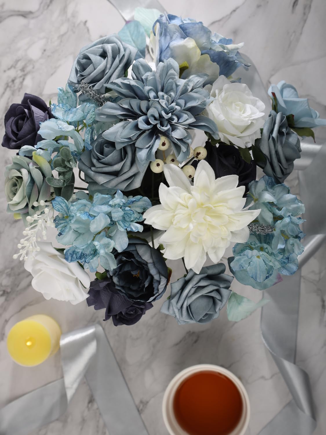Multi Use Artificial Flowers Combo for DIY Centerpieces Arrangements Wedding Bridal Bouquet Table Chair Decor Candle Holder Baby Shower Cake Decor Flower Strips Home Décor (Yellow)