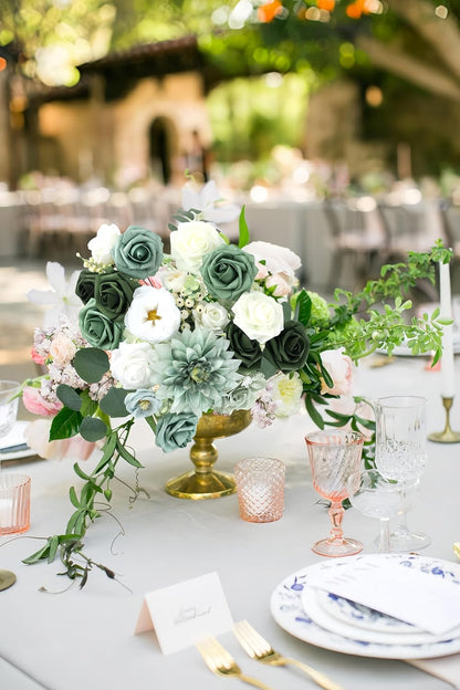 Multi Use Artificial Flowers Combo for DIY Centerpieces Arrangements Wedding Bridal Bouquet Table Chair Decor Candle Holder Baby Shower Cake Decor Flower Strips Home Décor (Yellow)