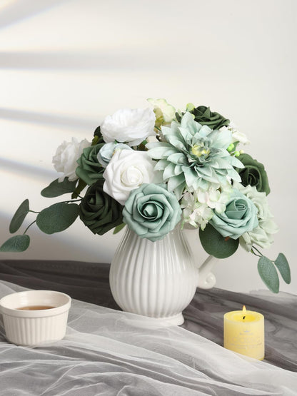 Multi Use Artificial Flowers Combo for DIY Centerpieces Arrangements Wedding Bridal Bouquet Table Chair Decor Candle Holder Baby Shower Cake Decor Flower Strips Home Décor (Yellow)
