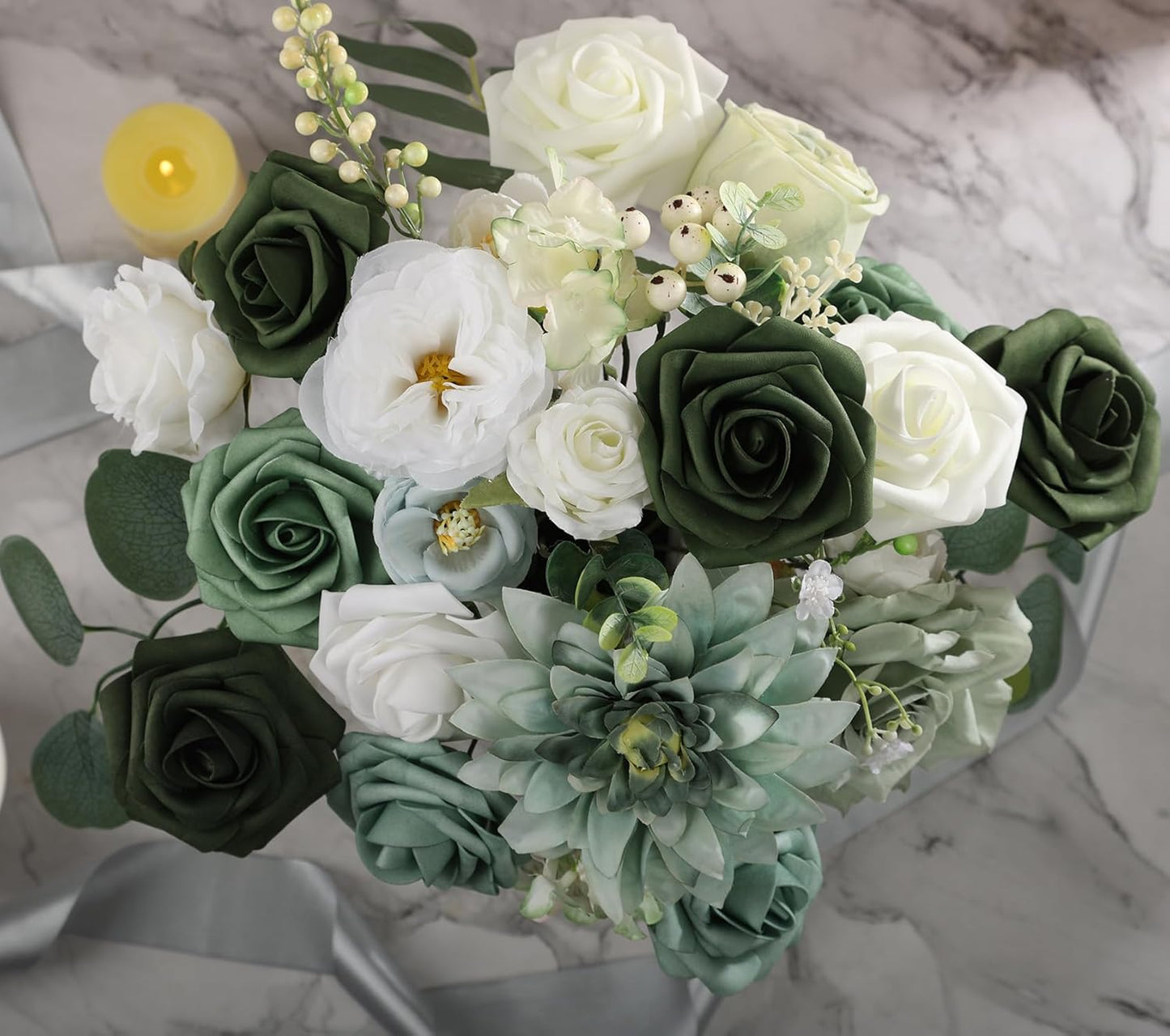 Multi Use Artificial Flowers Combo for DIY Centerpieces Arrangements Wedding Bridal Bouquet Table Chair Decor Candle Holder Baby Shower Cake Decor Flower Strips Home Décor (Yellow)