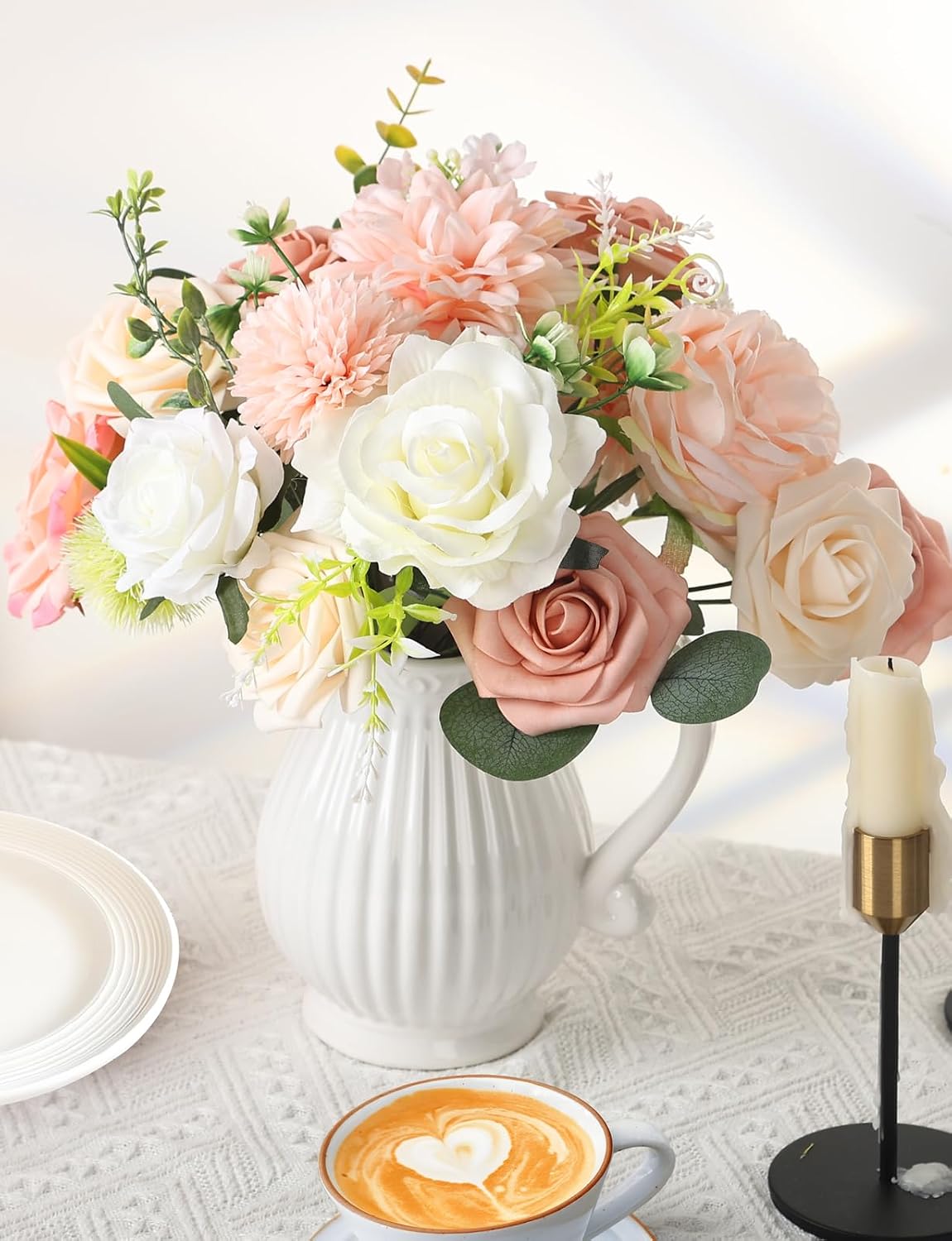 Multi Use Artificial Flowers Combo for DIY Centerpieces Arrangements Wedding Bridal Bouquet Table Chair Decor Candle Holder Baby Shower Cake Decor Flower Strips Home Décor (Yellow)