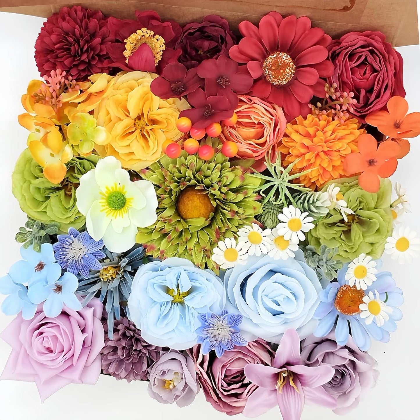 Multi Use Artificial Flowers Combo for DIY Centerpieces Arrangements Wedding Bridal Bouquet Table Chair Decor Candle Holder Baby Shower Cake Decor Flower Strips Home Décor (Yellow)