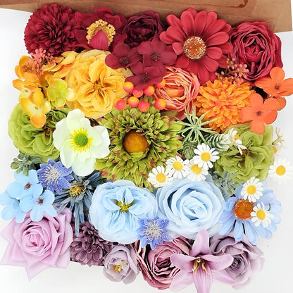 Multi Use Artificial Flowers Combo for DIY Centerpieces Arrangements Wedding Bridal Bouquet Table Chair Decor Candle Holder Baby Shower Cake Decor Flower Strips Home Décor (Yellow)