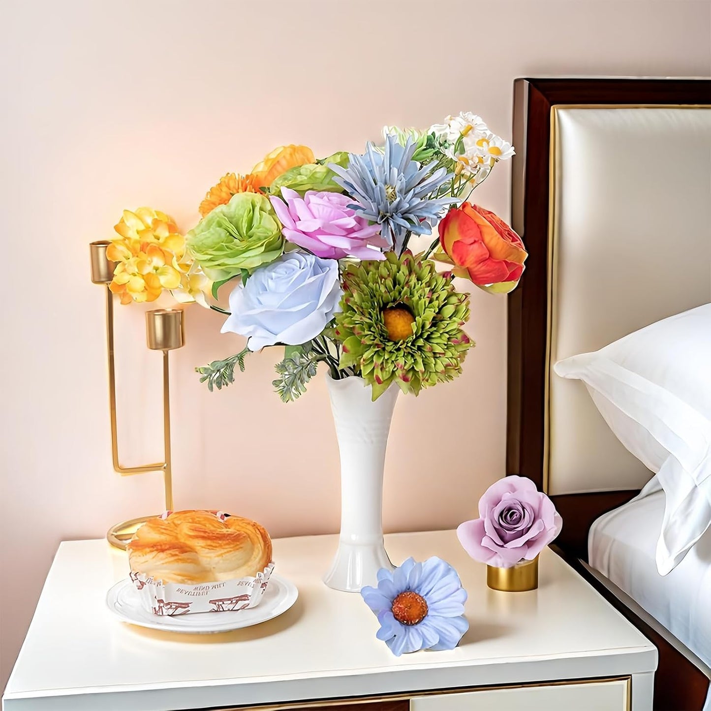 Multi Use Artificial Flowers Combo for DIY Centerpieces Arrangements Wedding Bridal Bouquet Table Chair Decor Candle Holder Baby Shower Cake Decor Flower Strips Home Décor (Yellow)
