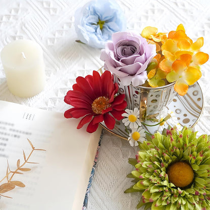 Multi Use Artificial Flowers Combo for DIY Centerpieces Arrangements Wedding Bridal Bouquet Table Chair Decor Candle Holder Baby Shower Cake Decor Flower Strips Home Décor (Yellow)
