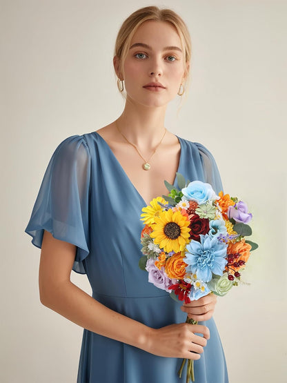 Multi Use Artificial Flowers Combo for DIY Centerpieces Arrangements Wedding Bridal Bouquet Table Chair Decor Candle Holder Baby Shower Cake Decor Flower Strips Home Décor (Yellow)