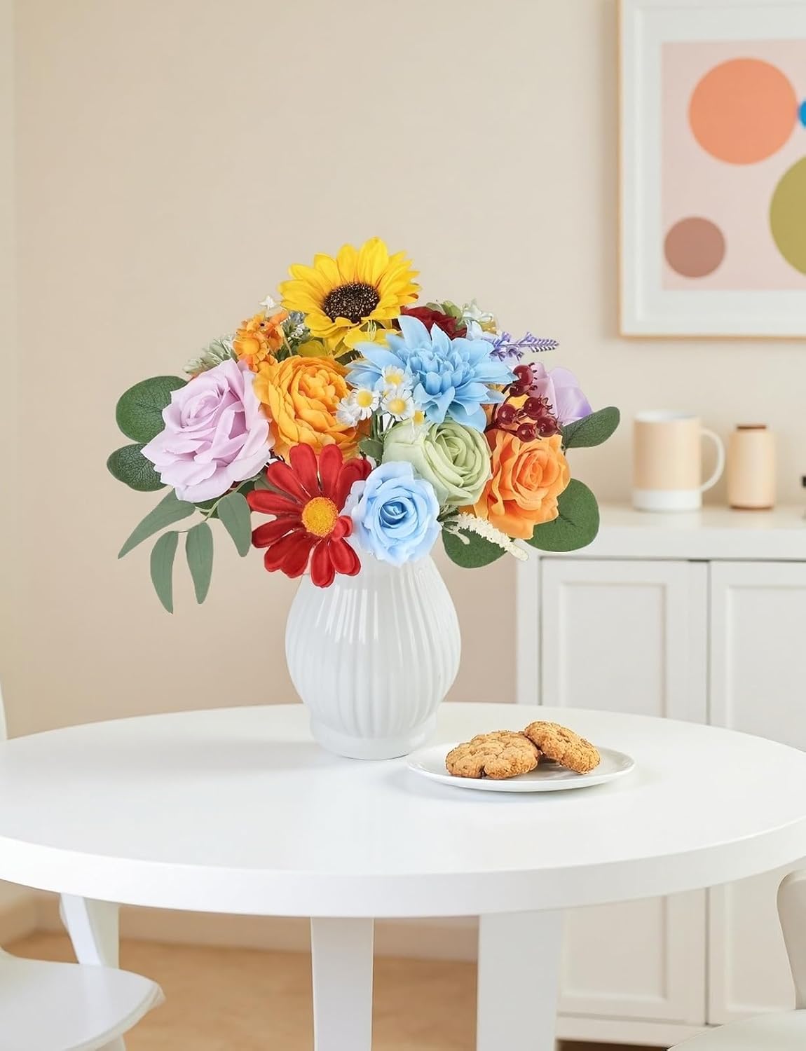 Multi Use Artificial Flowers Combo for DIY Centerpieces Arrangements Wedding Bridal Bouquet Table Chair Decor Candle Holder Baby Shower Cake Decor Flower Strips Home Décor (Yellow)