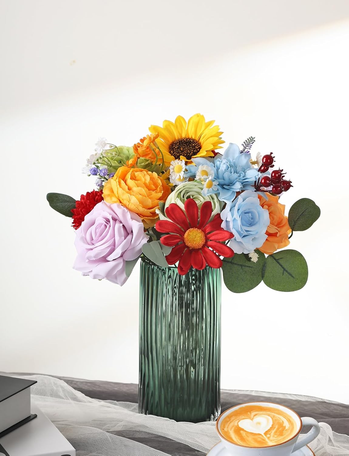 Multi Use Artificial Flowers Combo for DIY Centerpieces Arrangements Wedding Bridal Bouquet Table Chair Decor Candle Holder Baby Shower Cake Decor Flower Strips Home Décor (Yellow)