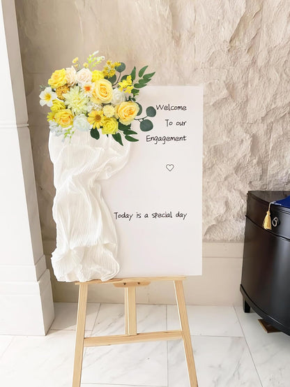 Multi Use Artificial Flowers Combo for DIY Centerpieces Arrangements Wedding Bridal Bouquet Table Chair Decor Candle Holder Baby Shower Cake Decor Flower Strips Home Décor (Yellow)