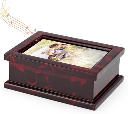 Modern 4 x 6 Photo Frame Musical Jewelry Box with Floral Motifs-Many Songs to Choose-Yellow Submarine
