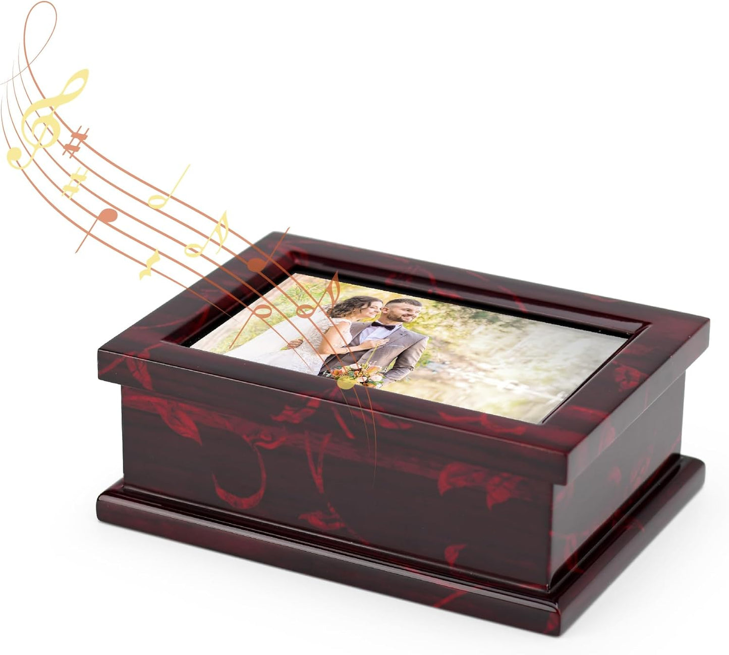 Modern 4 x 6 Photo Frame Musical Jewelry Box with Floral Motifs-Many Songs to Choose-Yellow Submarine