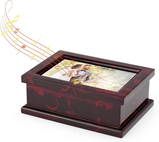 Modern 4 x 6 Photo Frame Musical Jewelry Box with Floral Motifs-Many Songs to Choose-Yellow Submarine