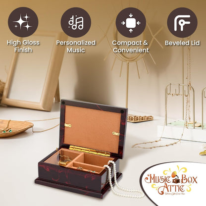 Modern 4 x 6 Photo Frame Musical Jewelry Box with Floral Motifs-Many Songs to Choose-Yellow Submarine