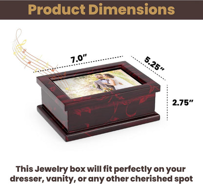 Modern 4 x 6 Photo Frame Musical Jewelry Box with Floral Motifs-Many Songs to Choose-Yellow Submarine