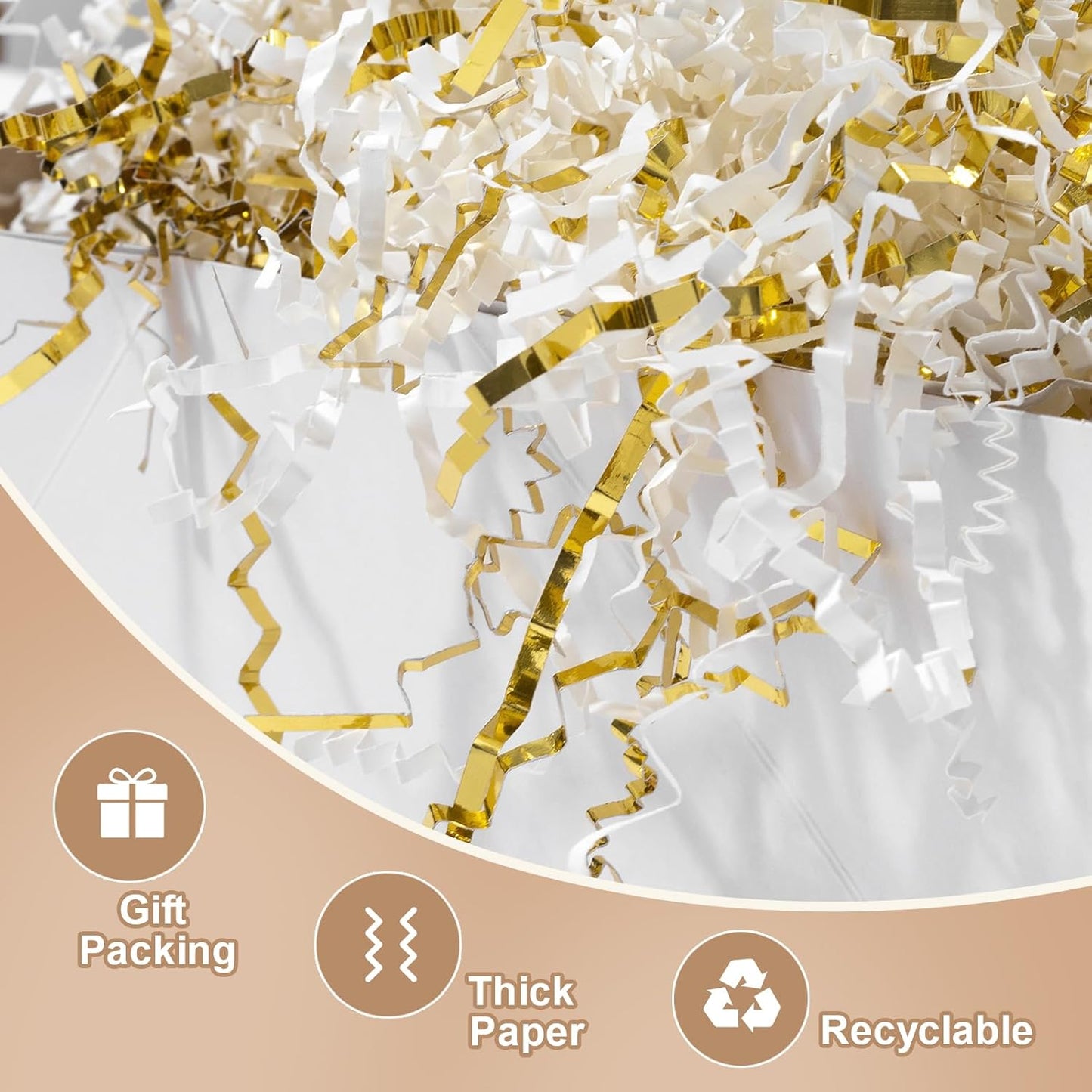 1 LB Crinkle Cut Paper Shred Yellow Shredded Paper For Gift Box | Gift Baskets Filler - Gift Box Bag Filler - Confetti Stuffing for Birthday, Holiday Present Packaging Wrapping