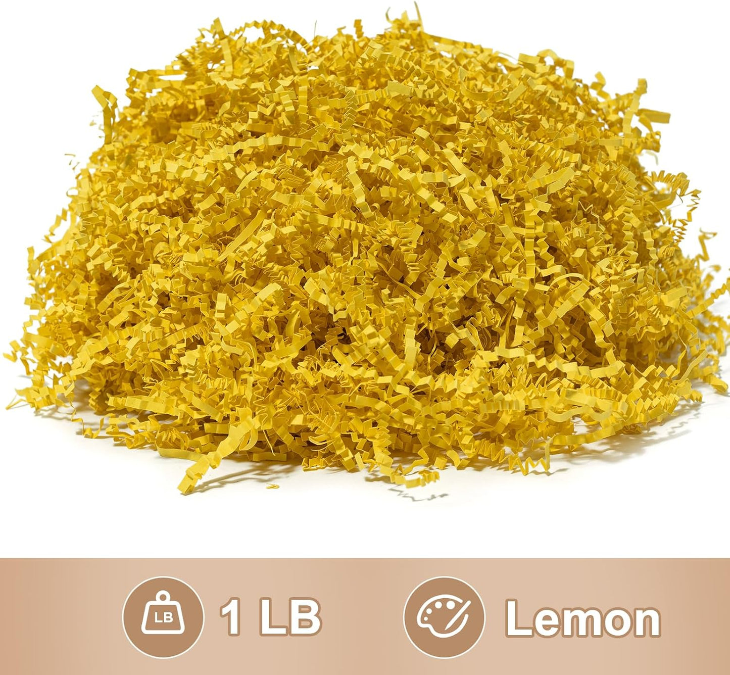 1 LB Crinkle Cut Paper Shred Yellow Shredded Paper For Gift Box | Gift Baskets Filler - Gift Box Bag Filler - Confetti Stuffing for Birthday, Holiday Present Packaging Wrapping