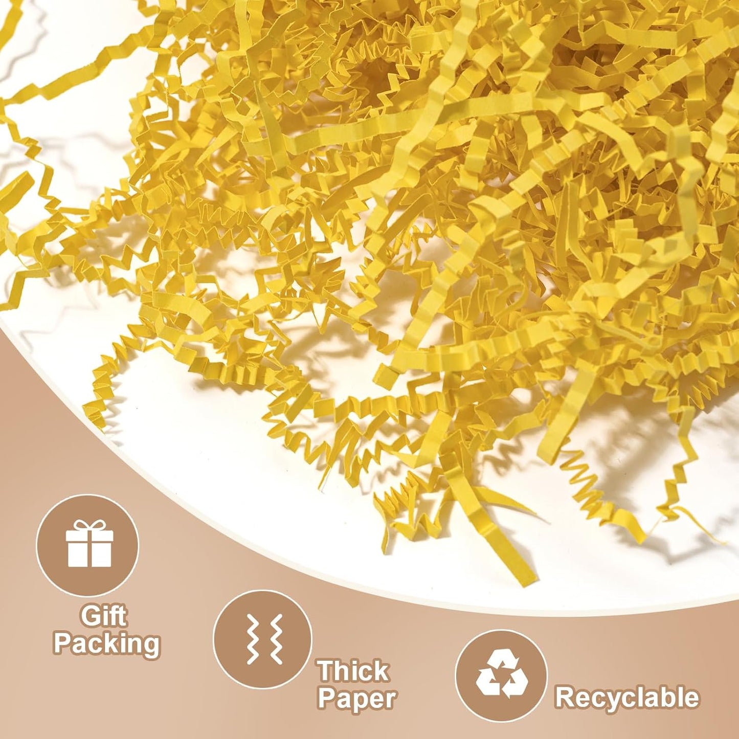 1 LB Crinkle Cut Paper Shred Yellow Shredded Paper For Gift Box | Gift Baskets Filler - Gift Box Bag Filler - Confetti Stuffing for Birthday, Holiday Present Packaging Wrapping