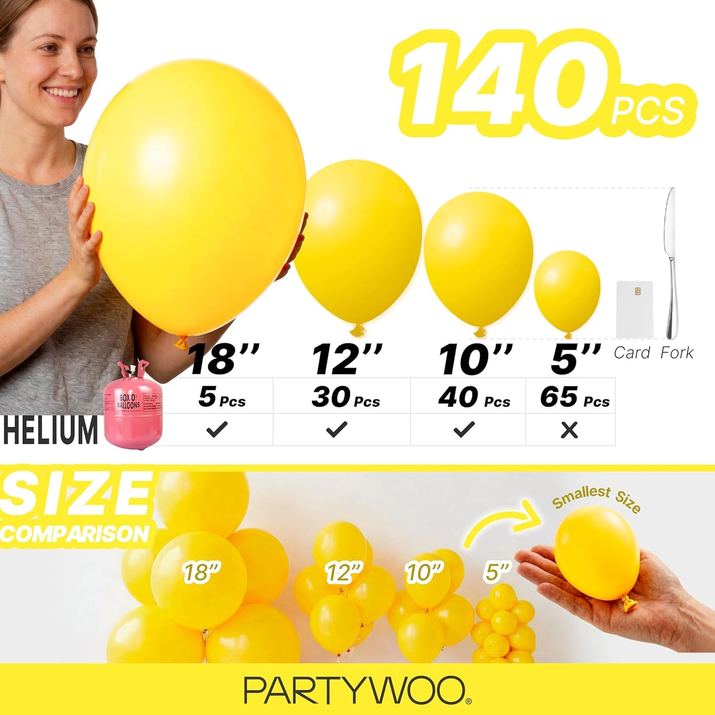 Yellow Balloons 140pcs Matte Yellow Balloons Different Sizes | 18 12 10 5 Inch for Easter Bee Baby Shower Sunflower Birthday Graduation Bee Sunflower Party Decorations Yellow-Y55