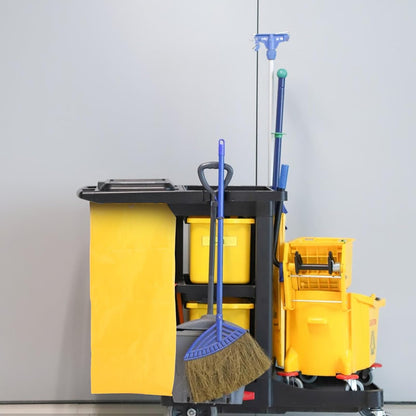 Heavy Duty Housekeeping Cart Bag Made of Sturdy Oxford Cloth, Yellow Utility Tote Bag Designed to Organize Rags and Tools and Keep Items Sanitary for Efficient Cleaning Tasks