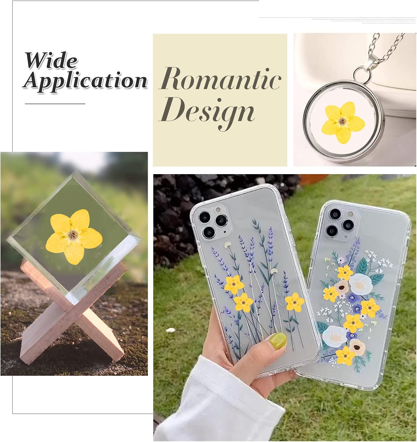 Dried Forget Me Not Flowers, 60PCS Yellow, Natural, DIY Craft, Resin Jewelry, Candle, Card Making, Nail Art, Flower Ornaments