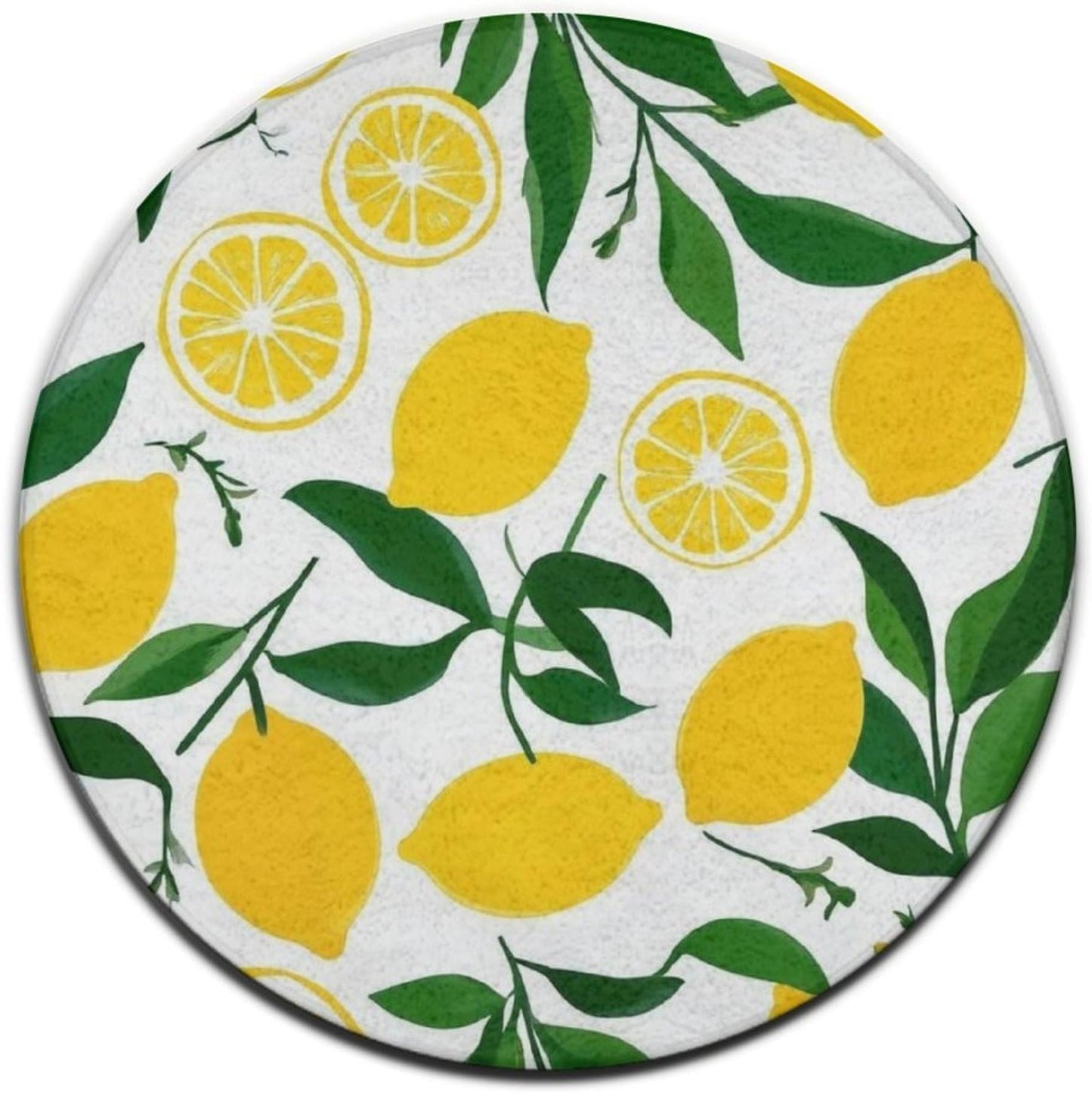 Large Round Area Rug, Home Bedroom Decor Mat, Modern Non Slip Circular Sofa Rug, Yellow Lemon Outside Carpet, 24inch