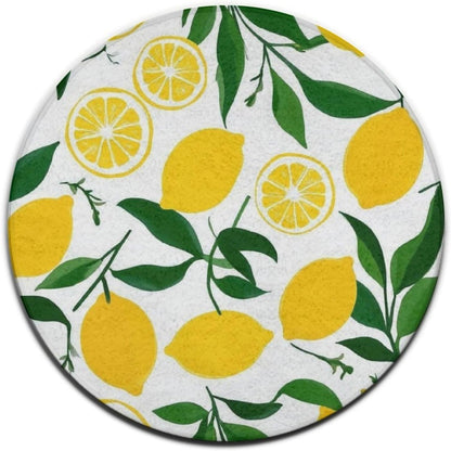 Large Round Area Rug, Home Bedroom Decor Mat, Modern Non Slip Circular Sofa Rug, Yellow Lemon Outside Carpet, 24inch