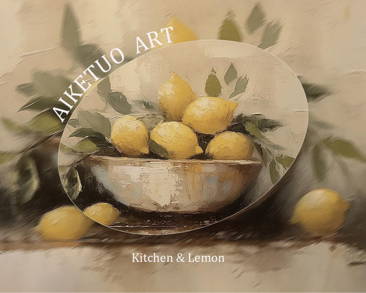 Gold Framed Retro Vintage Wall Art for Kitchen, Vintage Lemon Picture Kitchen Wall Decor, Artwork for Restaurant Hotel Living Dining Room Farmhouse Desk Table Decor 10" L x 8" W