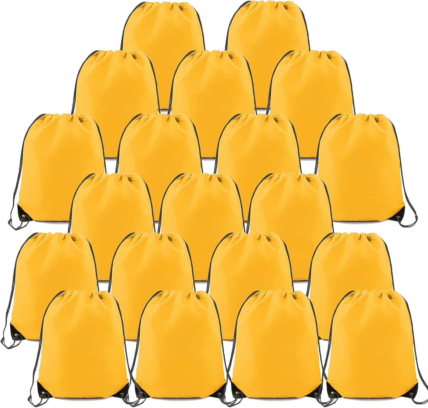 20 Pieces Yellow Cinch Sack Bags Bulk Gymsack for Christmas Sports Polyester Drawstring Backpacks for Heat Vinyl and Tie Dye Pull sinch Sackpack for Women and Men