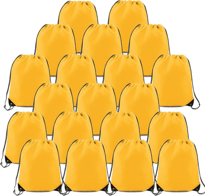 20 Pieces Yellow Cinch Sack Bags Bulk Gymsack for Christmas Sports Polyester Drawstring Backpacks for Heat Vinyl and Tie Dye Pull sinch Sackpack for Women and Men