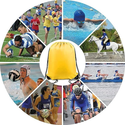 20 Pieces Yellow Cinch Sack Bags Bulk Gymsack for Christmas Sports Polyester Drawstring Backpacks for Heat Vinyl and Tie Dye Pull sinch Sackpack for Women and Men