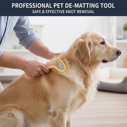 Pet Grooming Set, Yellow, Tear Stain Removal Comb with Knife Tool, Rounded Tips for Dogs and Cats, Daily Use,2pack