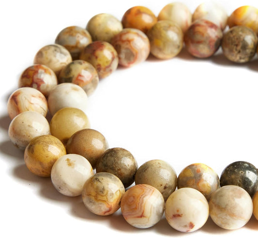 100pcs 10mm Yellow Crazy Lace Agate Beads Natural Gemstone Beads Round Loose Beads for Jewelry Making