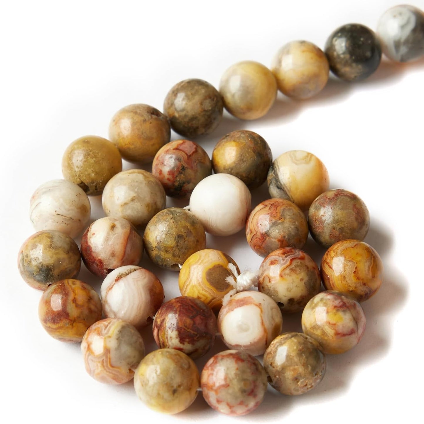 100pcs 10mm Yellow Crazy Lace Agate Beads Natural Gemstone Beads Round Loose Beads for Jewelry Making