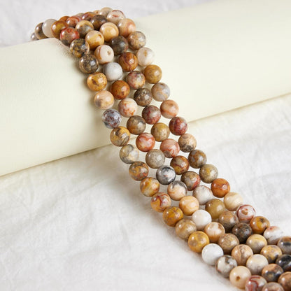 100pcs 10mm Yellow Crazy Lace Agate Beads Natural Gemstone Beads Round Loose Beads for Jewelry Making