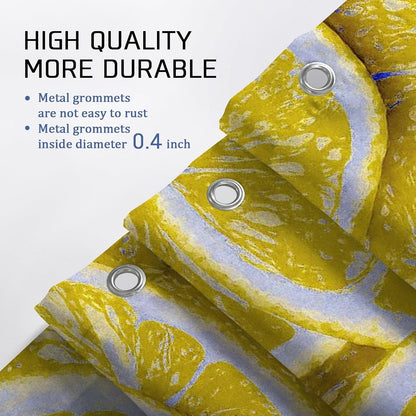 Lemon Shower Curtain, Bright Yellow Citrus Bathroom Decor, Summer Fresh Modern Aesthetic Waterproof Fabric Shower Curtain with Hooks 62x72 Inch