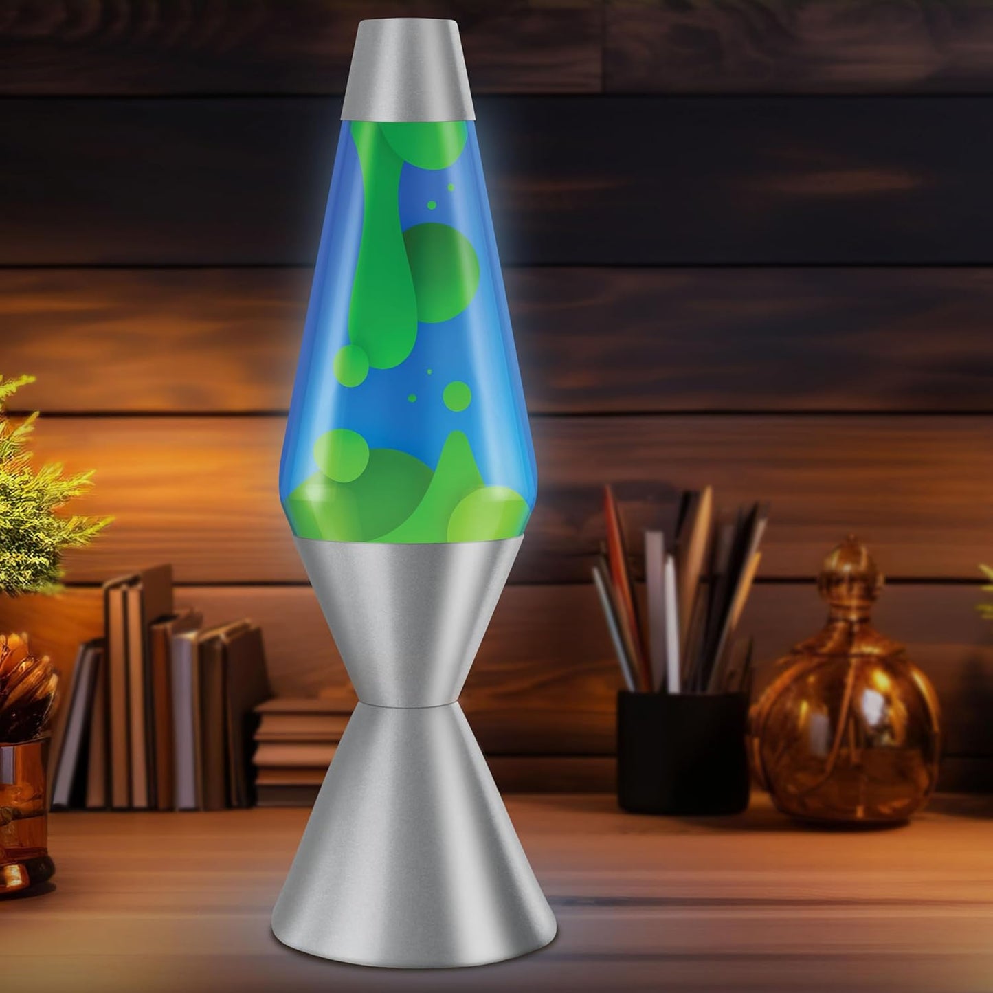 The Original Lamp - 16.3" Emerald Tide – Classic Liquid Motion Lamp - Yellow Wax and Blue Liquid - Item #5139 (Amazon Exclusive)