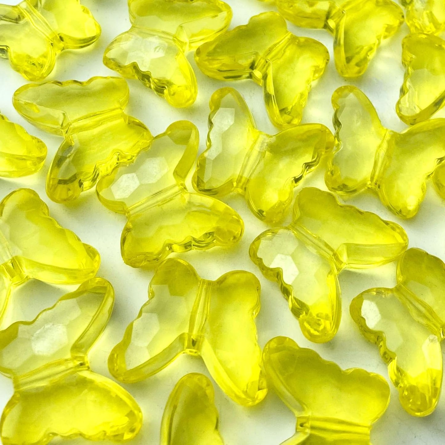 25pcs 23x28mm Acrylic Butterfly Beads Assorted Clear Spacer Beads Loose Butterfly Shaped Beads with Hole for Earring Necklace Bracelet Lanyard Jewelry DIY Craft Making(Lemon Yellow)