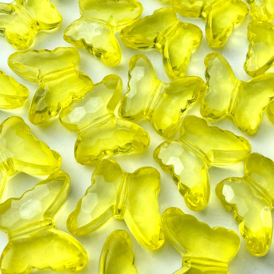 25pcs 23x28mm Acrylic Butterfly Beads Assorted Clear Spacer Beads Loose Butterfly Shaped Beads with Hole for Earring Necklace Bracelet Lanyard Jewelry DIY Craft Making(Lemon Yellow)