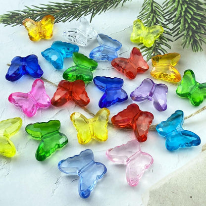 25pcs 23x28mm Acrylic Butterfly Beads Assorted Clear Spacer Beads Loose Butterfly Shaped Beads with Hole for Earring Necklace Bracelet Lanyard Jewelry DIY Craft Making(Lemon Yellow)