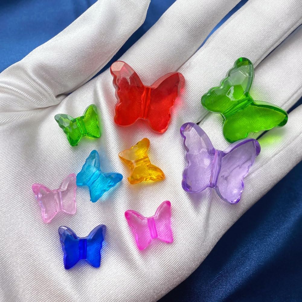 25pcs 23x28mm Acrylic Butterfly Beads Assorted Clear Spacer Beads Loose Butterfly Shaped Beads with Hole for Earring Necklace Bracelet Lanyard Jewelry DIY Craft Making(Lemon Yellow)