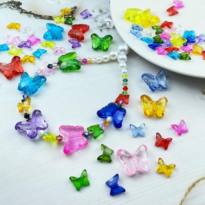 25pcs 23x28mm Acrylic Butterfly Beads Assorted Clear Spacer Beads Loose Butterfly Shaped Beads with Hole for Earring Necklace Bracelet Lanyard Jewelry DIY Craft Making(Lemon Yellow)